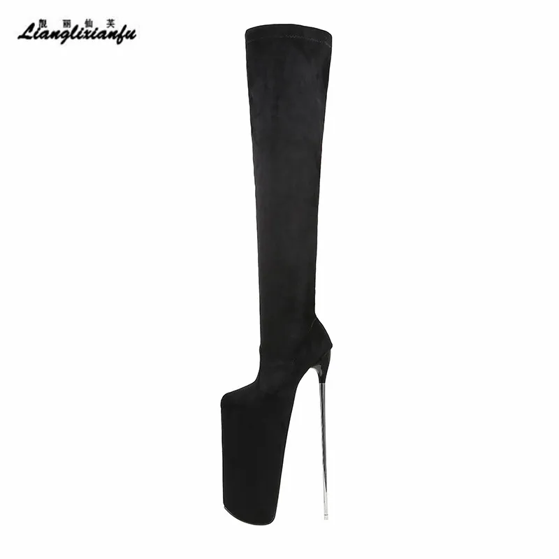 Crossdresser women\'s shoes Spring Autumn 30cm Thin High Heels zipper Pumps over-the-knee Motorcycle boots Female botas de mujer