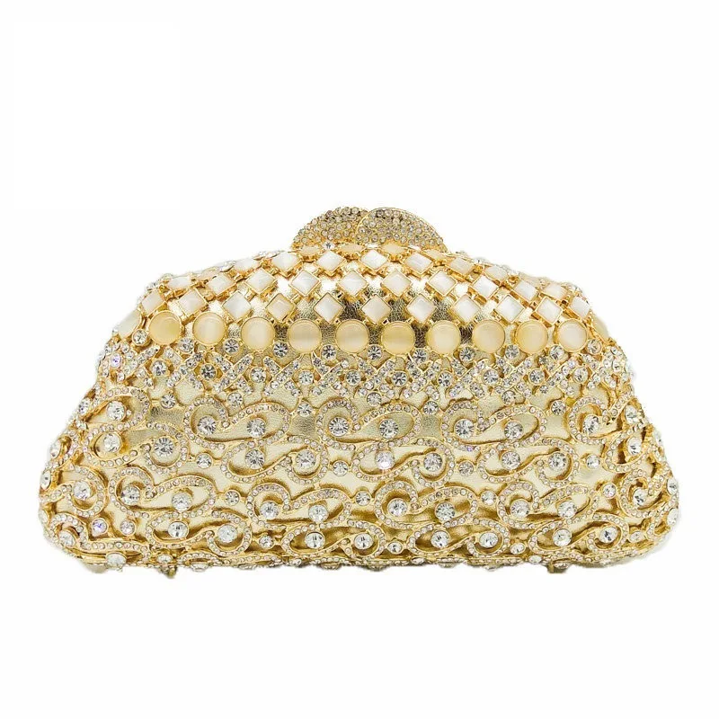 

20x9CM Metal Banquet Bag Diamond Evening Bag Opal Clutch Bag a6653