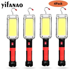 Lampe de travail COB Rechargeable par USB, lampe de poche LED 18650 réglable, 2 modes, aimant étanche, lanterne de Camping, 1/2/4 pièces