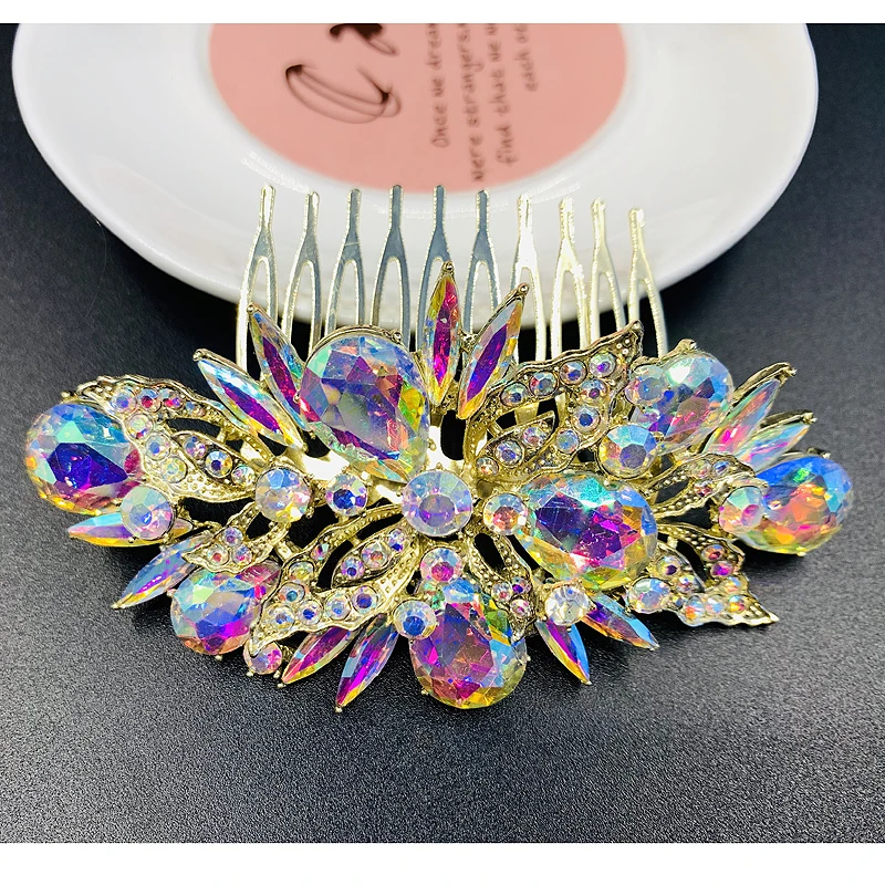 

Trendy Waterdrop Wedding Hair Comb Tiara Bridal Headpiece Women Head Decorative Jewelry Party Gift Accessories Gold Silver Color