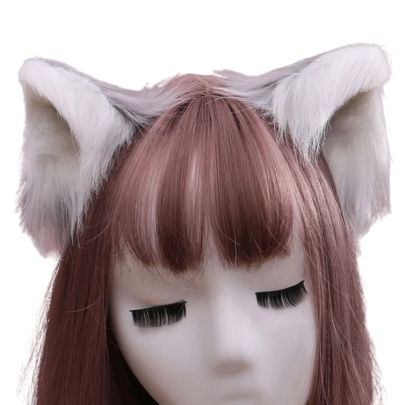 Lovely Furry Animal Beast Ears Hair Clip Anime Lolita Wolf Cat Cosplay Hairpins M89E