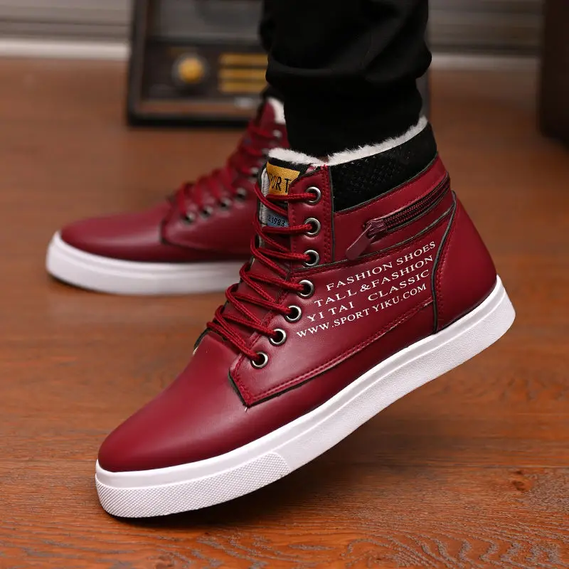 Ankle boots men snow boots winter warm Lace-up men shoes 2021 new fashion flock plush winter boots men shoe plus size