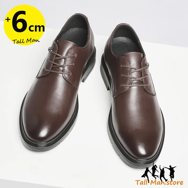 Business Men Leather Shoes Elevator  Height Increase Insole 6CM Lift Man Formal  Dress Office Daily