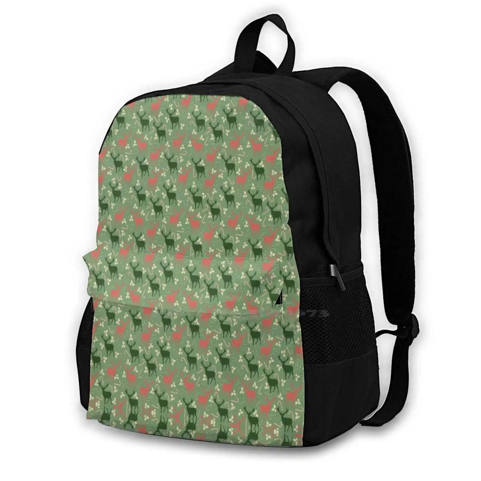 Christmas Deer Patterns Backpack para Família, Bolsa de Viagem, Laptop, Escola, Natal, Família, Moda