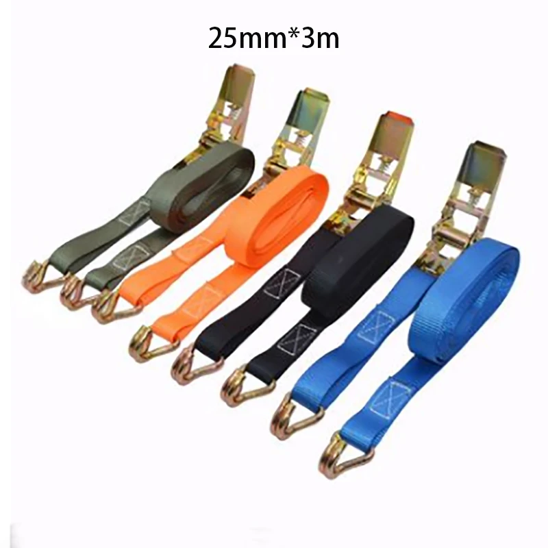 25mm*3m Portable Auto Luggage Trailer Ratchet Tie Strap For Motorcycle Belt Binding Tensioner Heavy-Duty Brake Hook Down