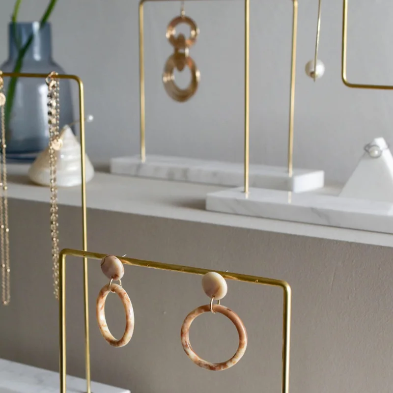 Stone Earrings Necklace Stand Household Display Surprise price Marble Brass Jewelry Display Stand Necklace Storage Display Props