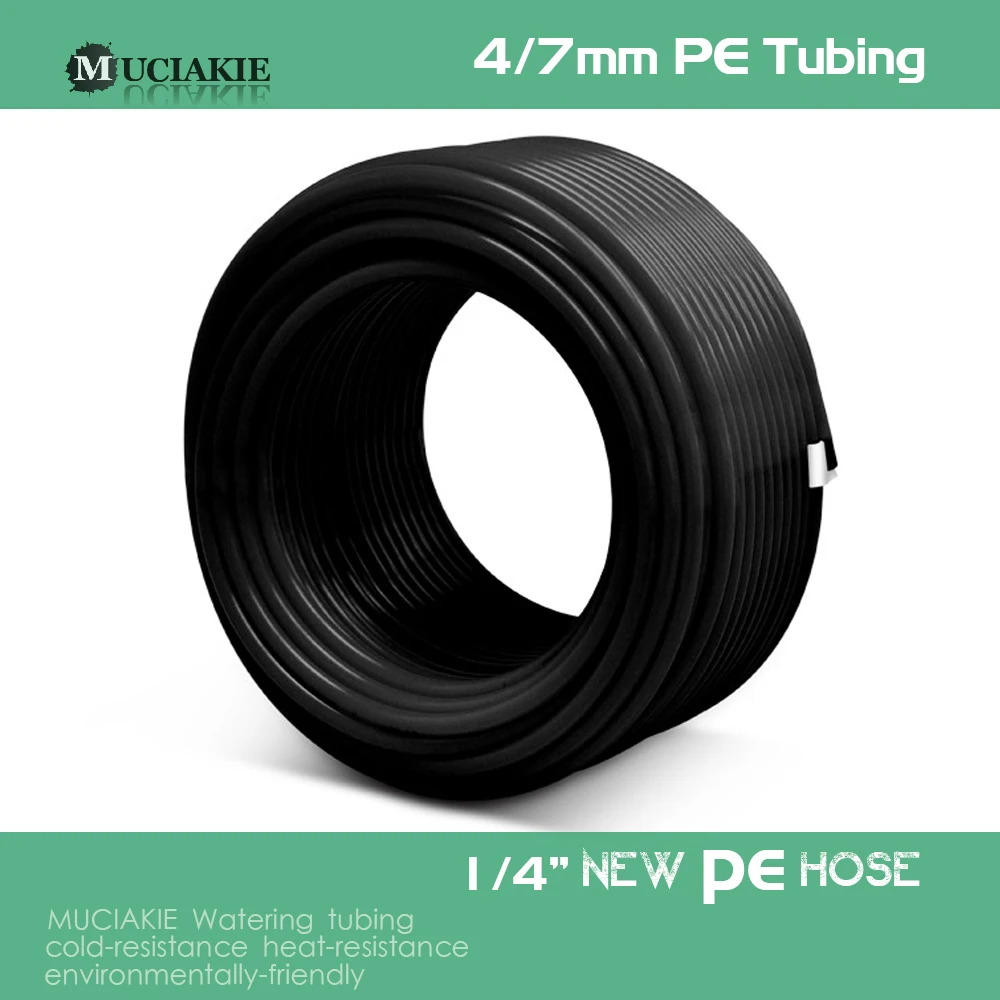 

MUCIAKIE 1/4'' PE Tubing Black Pipe Flexible Plumbing Hose for Garden Water Irrigation RO Water Filter System Aquarium Tube