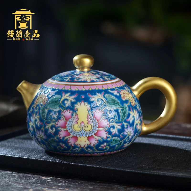 

|ceramic full hand painted enamel color Xishi teapot holding teapot Kungfu teapot large capacity teapot single pot