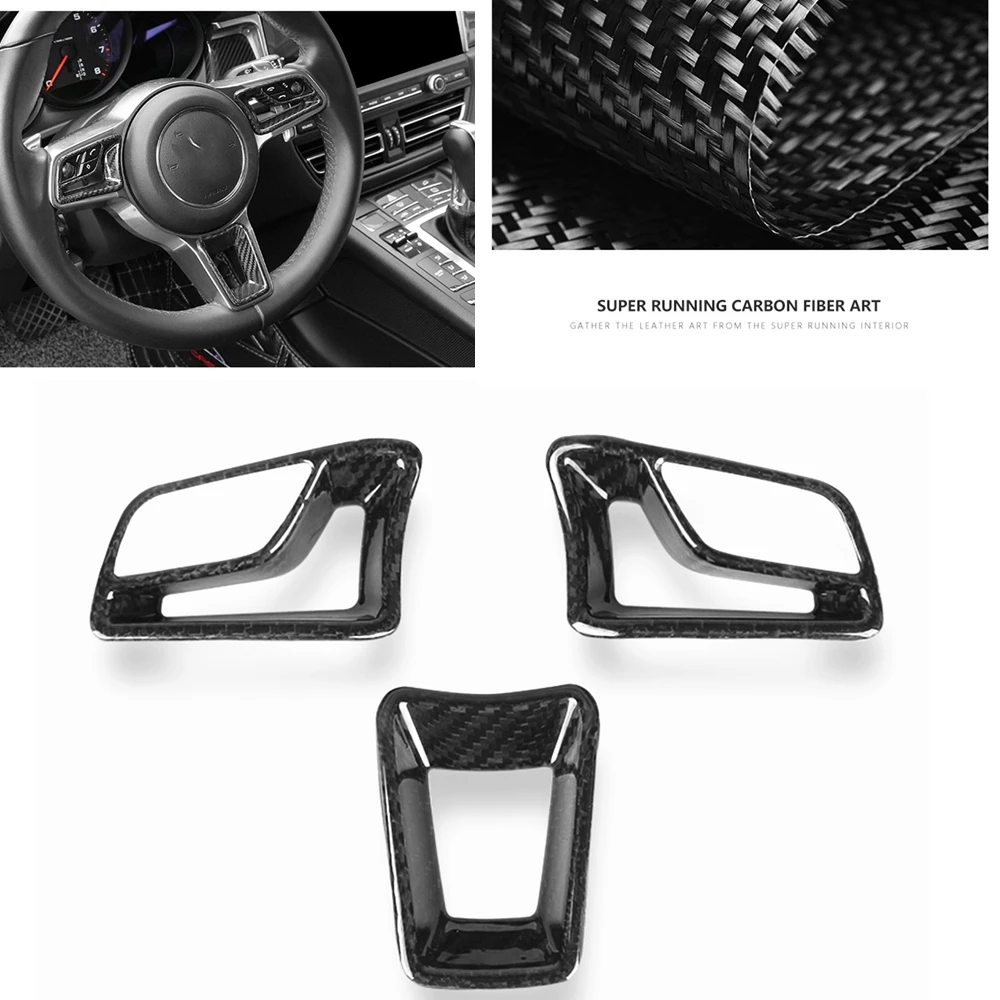 

For Porsche 718 Boxster Cayman Macan 911 2014-2023+ Steering Wheel Speed Panel Trim Console Dashboard Meter Cover Carbon Fiber