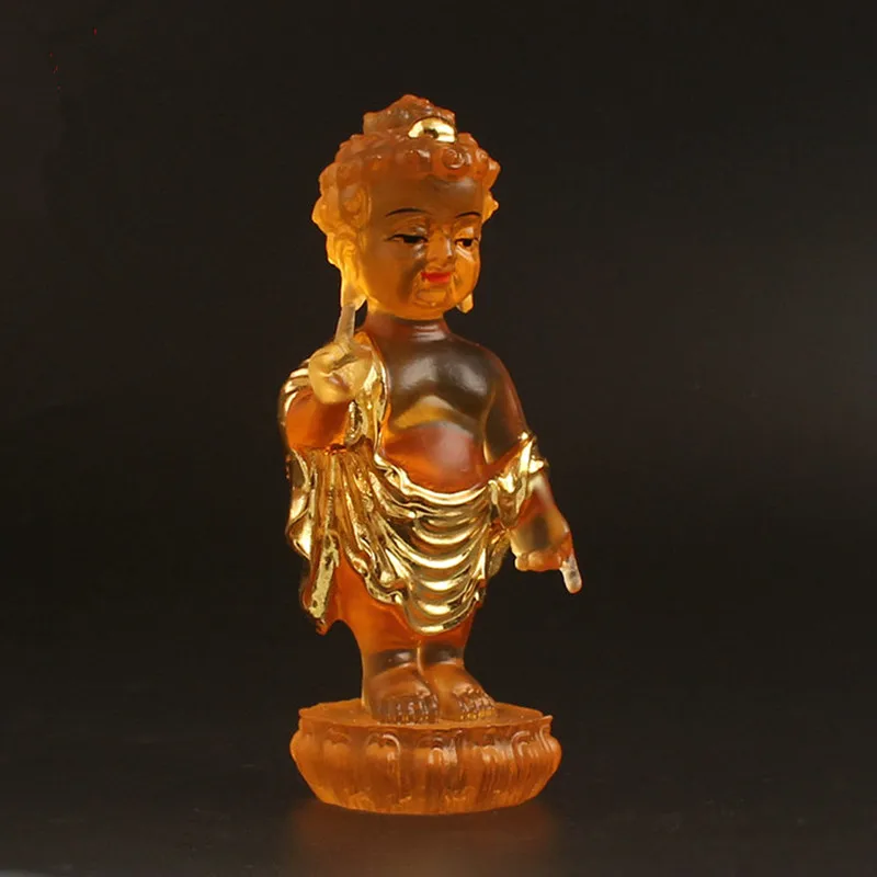 10.5cm Retro Chinese Buddhist Resin Sakyamuni Small Rulai Statue Bodhisattva Putting Decorate Figurine