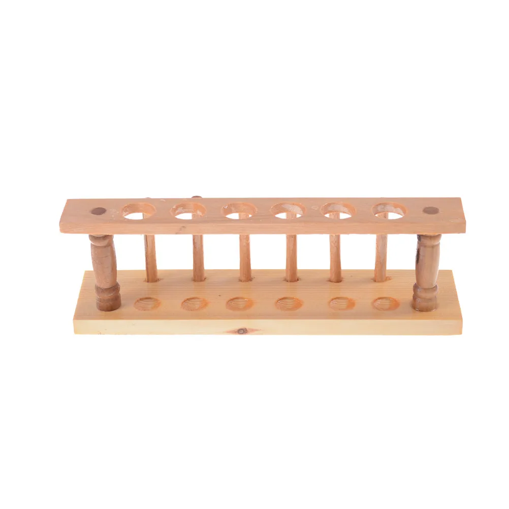 Laboratory Test tube Stand Shelf Lab School Supply New 6 Holes and 6 Pins Wooden Test Tube Rack Holder Support Burette Stand