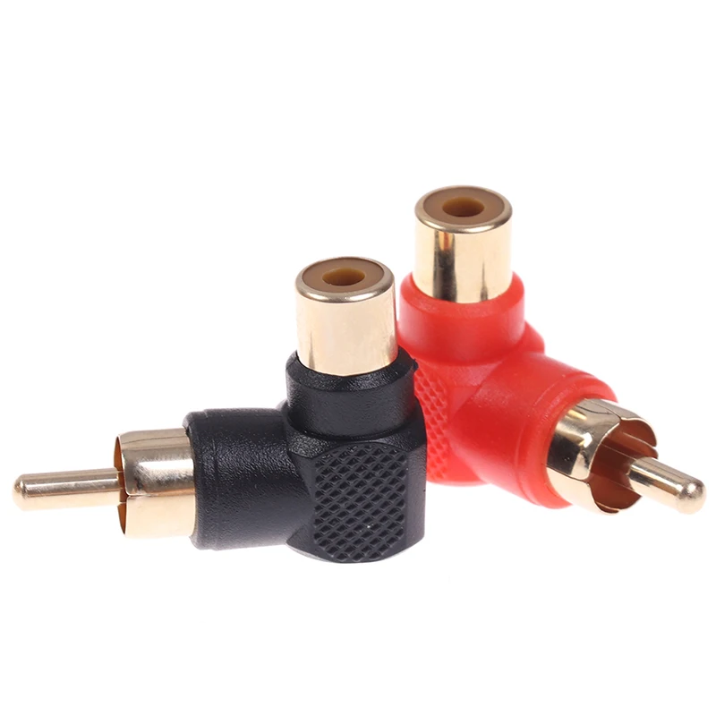 2Pcs 90 Degree RCA Right Angle Connector Plug Adapters Male To Female M/F 90 Degree Elbow Audio Adapter