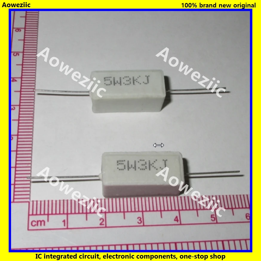10Pcs RX27 Horizontal cement resistance 5W 3K ohm 3K RJ 5W3KJ 3000R 3000Ohm Ceramic Resistance precision 5% Power resistance