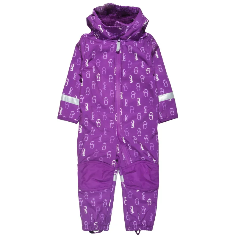 Children's ski suit soft shell jumpsuit for boys and girls romper warmth, waterproof, windproof, thin section plus velvet