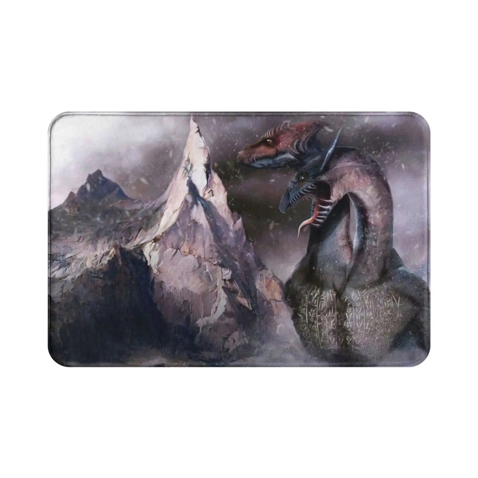 

Kingu Carpet Mat Rug Cushion Soft Non-Slip Dragon Geek Freak Game Gothic Concept Reptile Fire Mountain Terror Creepy