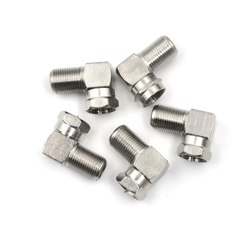 5Pcs/Lot F Male to F Female Adapter Connector RG6, RG59 Right Angle 90 Degree Coaxial Connector Waterproof Connection Wholesale