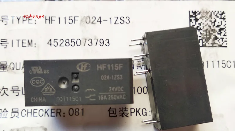 リレー HF115F-024-1ZS3 24VDC 8 足 16A JQX-115F-024-1ZS3