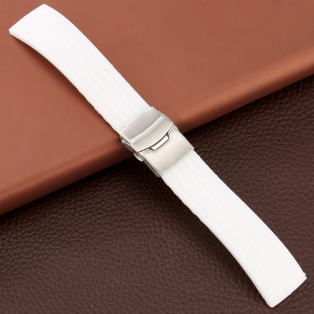 White Silicone Watch Strap 18mm 20mm 22mm 24mm pasek do zegarka Durable Waterproof Bracelet Watch Band cinturino orologio