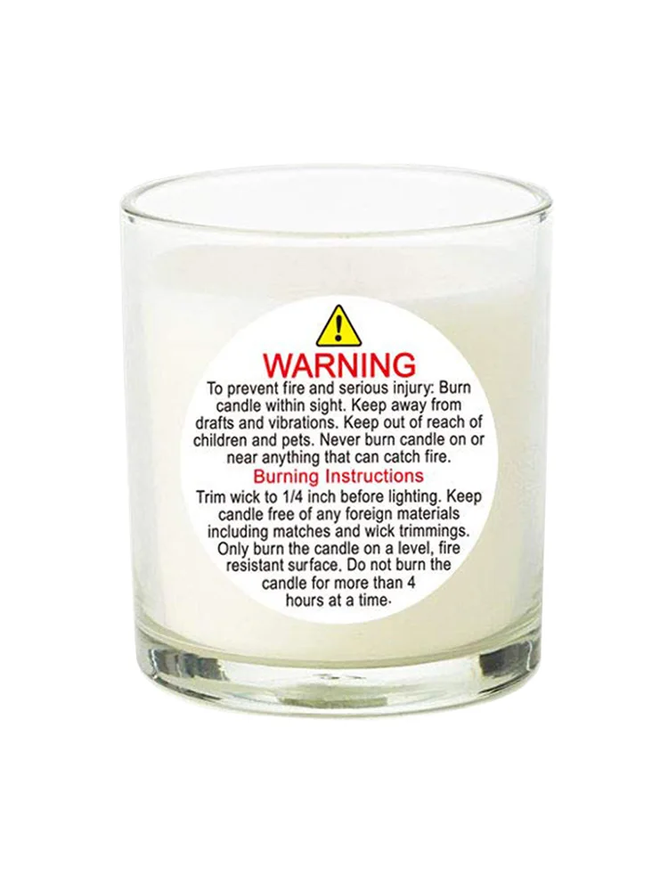 504 Pcs Candle Warning Labels 1.5 Inch Jar Container Stickers Waterproof Safety Labels Decal For Candle