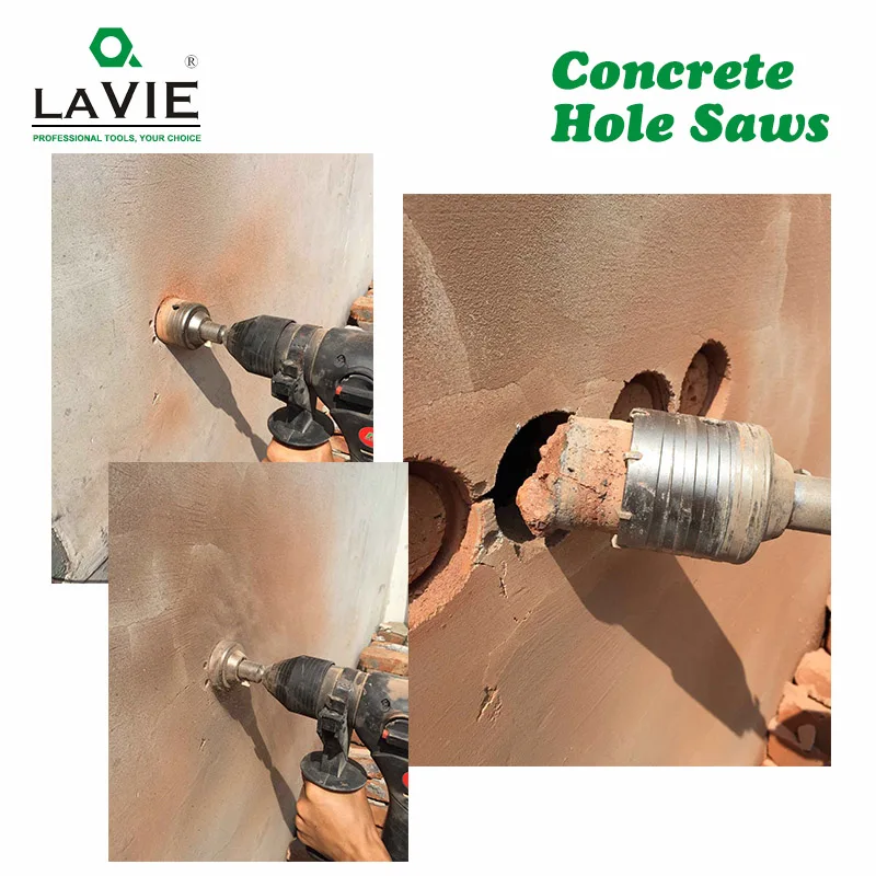 LA VIE 1 set SDS PLUS 65mm foro per calcestruzzo sega elettrica punta per trapano con nucleo cavo gambo 110mm cemento pietra muro condizionatore d'aria lega