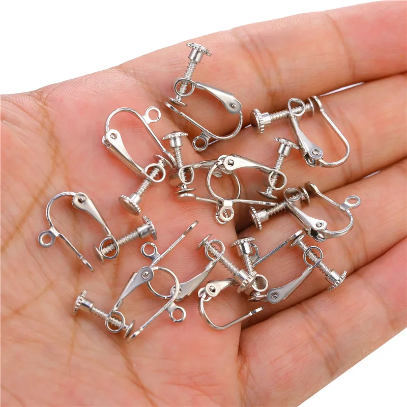 10pcs/lot Zinc Alloy Screw Ear Clip Non-Pierced Earring Converter  Earrings Jewelry DIY Making Findings Handmade Accessories