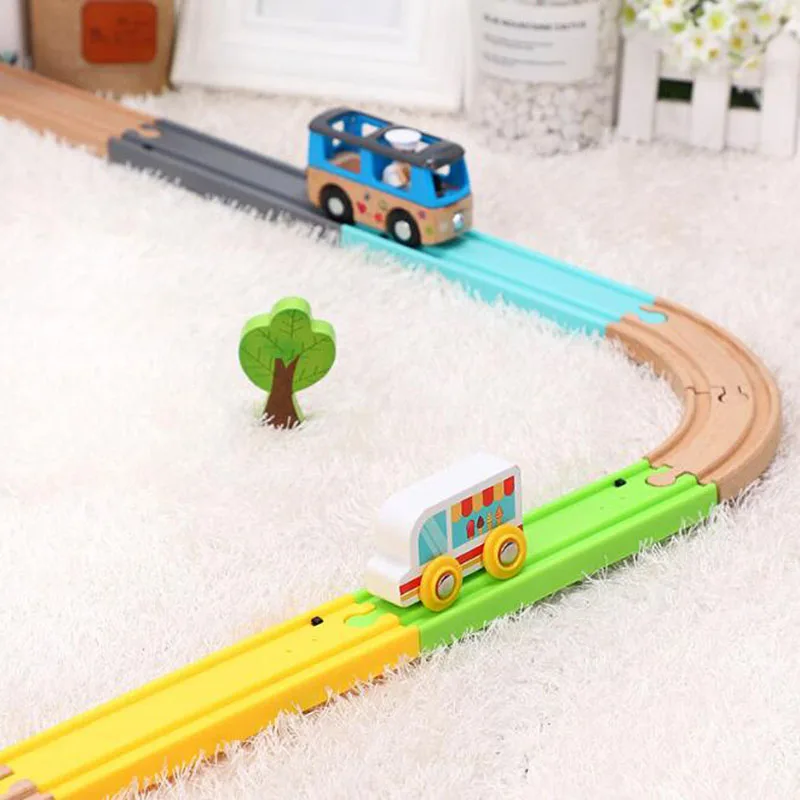 Beech Wood Track Train Toy Wooden Train Railway Track Set Accessories Assembly Toys For Children' Gift