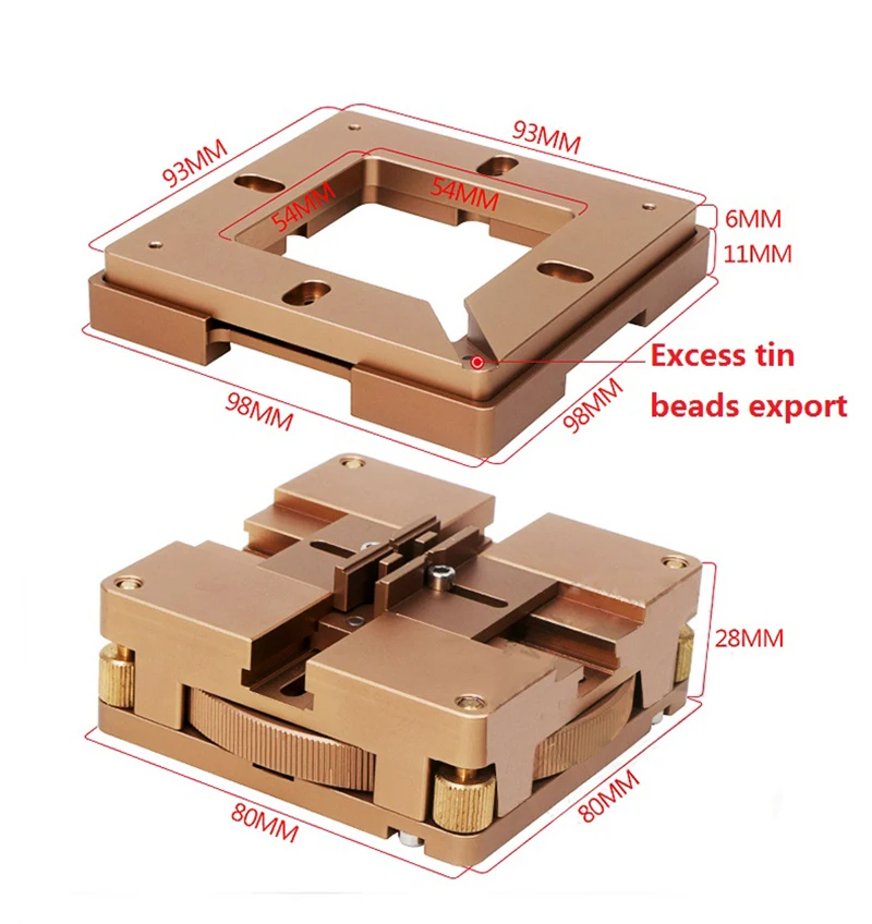 80/90mm Aluminium Alloy BGA Reballing Kit Balls Stencils Kits For Chip Rework Repair Soldering Station Planting Fixtures 90*90