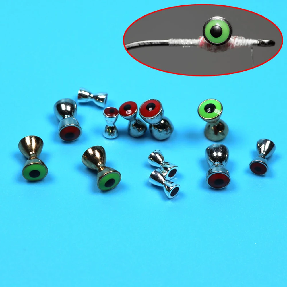 ICERIO 10PCS Solid Dumbbell Fish Eyes Fly Tying Materials Sunken Brass Dumbbell Beads