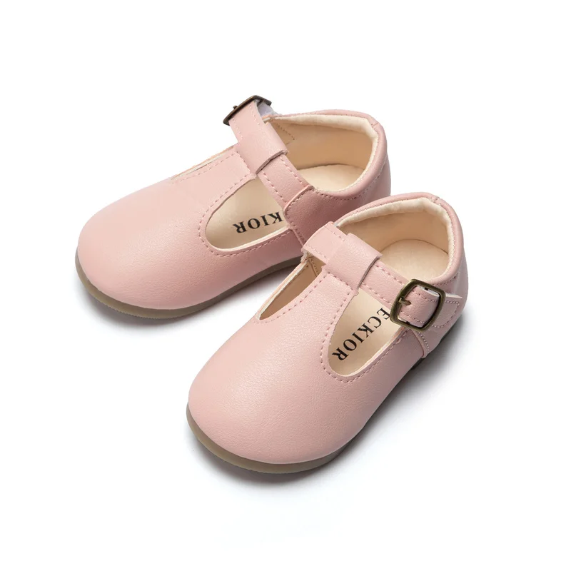 New Kids Shoes Girl Leather Shoes Girls Buckle Multicolor Flat base Casual Baby Girls Shoes Princess Children\'s Dress Shoes