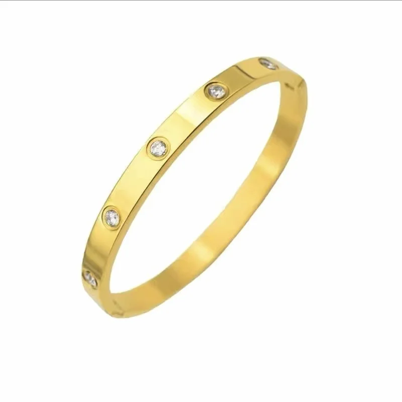 Beautiful Lovers Bracelets Woman Stainless Steel Bangles Bracelets Cubic Zirconia Golden Woman Jewelry Gifts image 2
