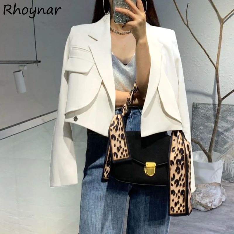 Blazer Women Spring Office Ladies All-match Leisure Trendy Single Breasted New Pockets Ulzzang Elegant Vintage Outwear Clothing