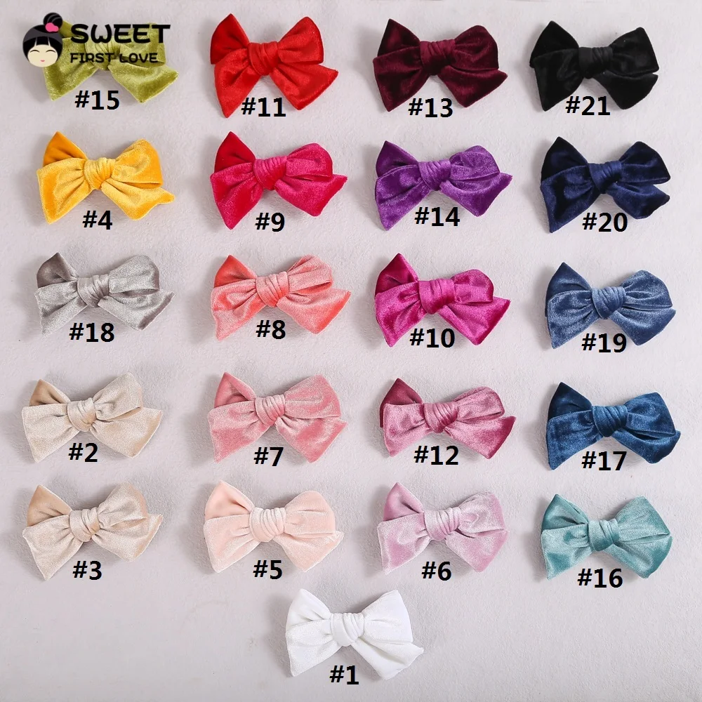 Velvet Candy Color Bow Knot Baby Hair Clips Sweet Hair Pins For Girls Children Headwear Fashion Baby Hair Accessories Gift