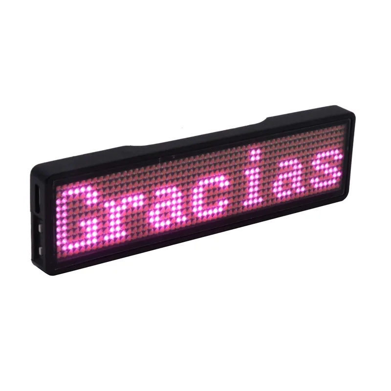 High quality electronic programmable flashing LED name badge label Bluetooth APP control mini small LED display LED gift