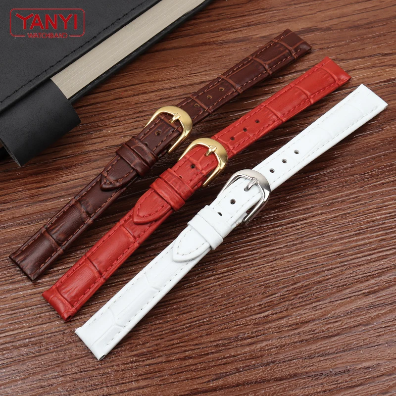 Genuine Leather Watchband 10mm 12mm 14mm 16mm 18mm 20mm watch bracelet ladies students strap Simple stylish wristwatches band