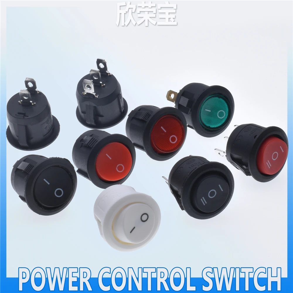 5pcs KCD1 Round 3 Pin With light SPST 3 Position ON/OFF 2 Position Rocker Boat Switch 6A 220V 10A 125V Round Rocker Dot Boat LED