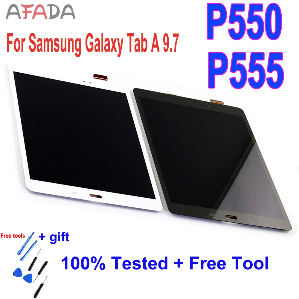 

9.7" for Samsung Galaxy Tab A 9.7 P555 P550 SM-P550 SM-P555 LCD Display Touch Screen Digitizer Assembly + free tools