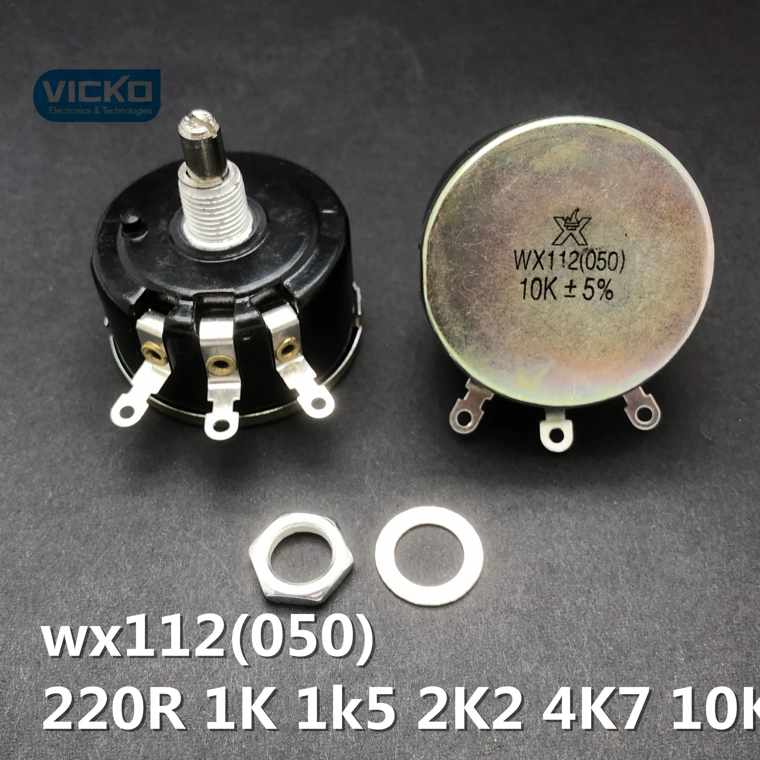 [VK] wx112 wx050 220R 1K 1k5 2K2 4K7 10K single turn around the potentiometer 5W adjustable resistance switch