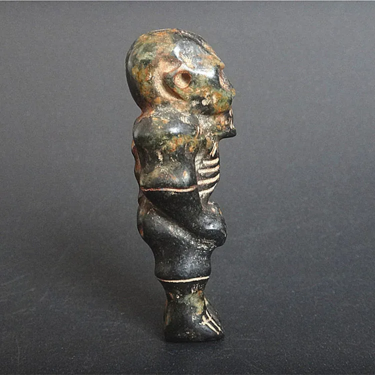 Collect Black Iron Meteorite Skeleton and Man Jewelry from Hongshan Culture and Play Old Jade Jewelry
