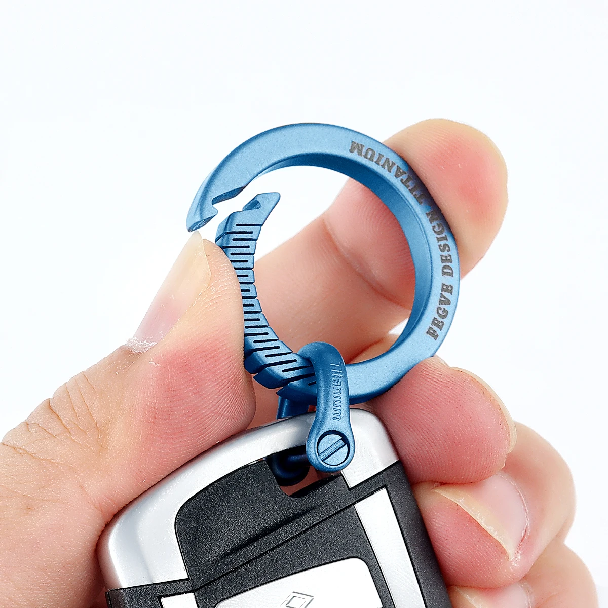 Real Titanium Luxury Key Chain Men Women Car Keychains EDC Toasted Blue Key Ring Holder Buckle Personalized Memorial Day Gifts