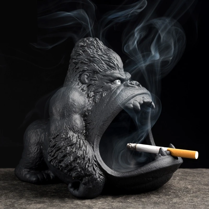 

Creative Ceramics Gorilla Figurine Ashtray Decorative Pottery King Kong Ash Receiver Smoking Utensil Ornament Craft Accessories