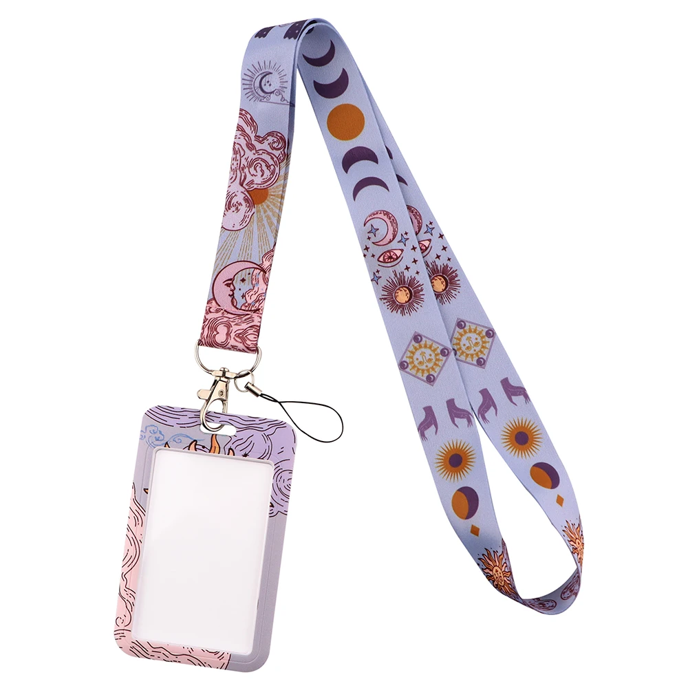 Ransitute R2547 Sun And Moon Fashion Lanyards ID Badge Holder Bus Pass Case Cover Slip Bank Credit Card Holder Strap Cardholder