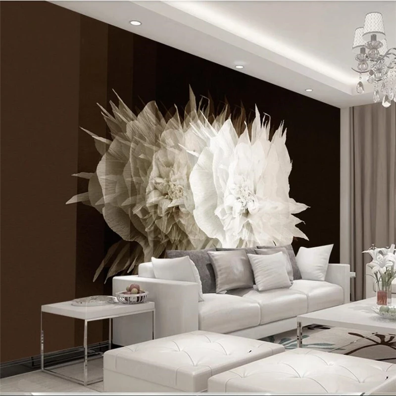 

wellyu Customized large murals fashion home decoration Nordic simple three-dimensional flower art TV background wallpaper