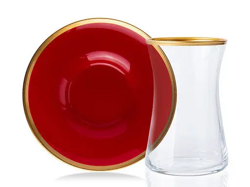 DOLBOVIZücev 6 S Gilded Enamel Looking Glass Tea cup Pad Red mug кружка coffee cup cup اكواب قهوه tazas