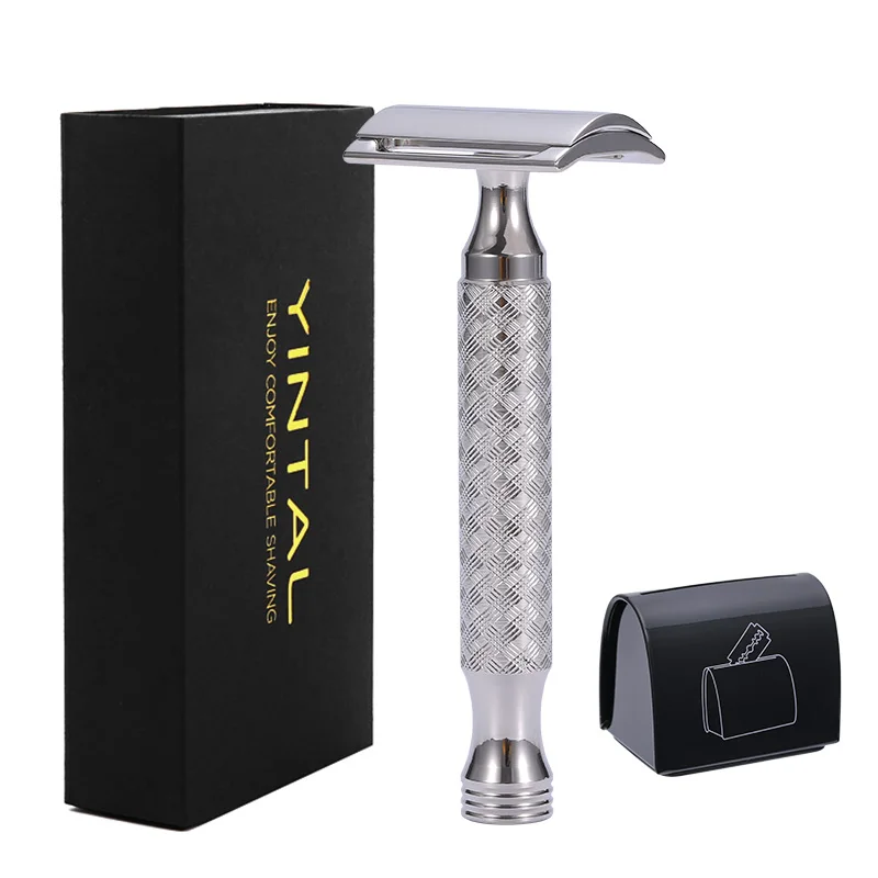 

CNC 316L Stainless Steel Men's Manual Classic Double Edge Safety Razor With Blade Disposal Case