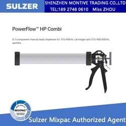 PowerFlow-dispensador de cuentas Manual HP Combi 600 A, 1 Componente para pistola Industrial de bolsita, Cartucho de 310/400mL, 310/400/600