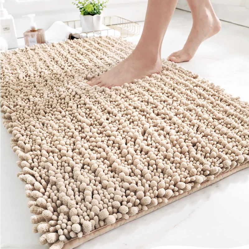 

Soft Comfortable Home Bath Mat Bathroom Water Absorption Rug Shower Anti-slip Chenille Carpet Entrance Dirt Barrier Cushion