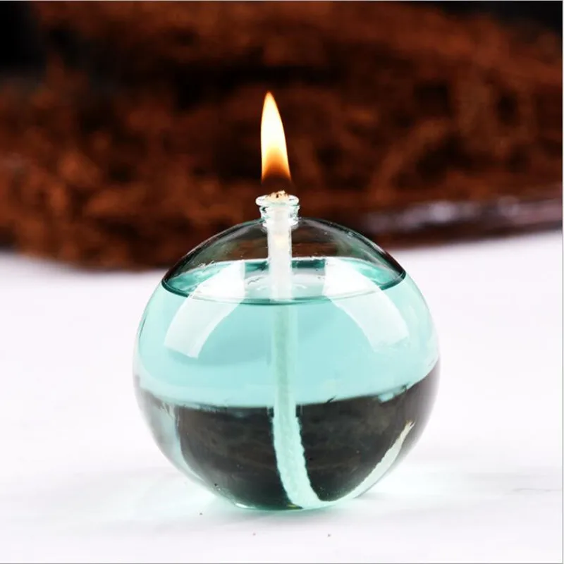 12pcs/pack 8*9cm Round Shaped Glass Oil Lamp Home Deocration Transparent Glassware Wedding Birthday Gift