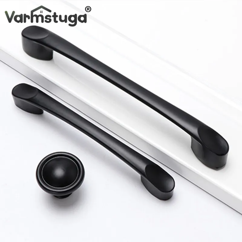 Aluminum Alloy Black Cabinet Handles American Style Kitchen Cupboard Door Pulls Drawer Knobs Fashion Furniture Hardware