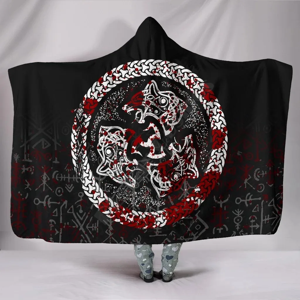 

Fierce Blood Wolf Symbol Of A Viking Nordic 3D Printed Wearable Blanket Adults For Kids Hooded Blanket Fleece blanket