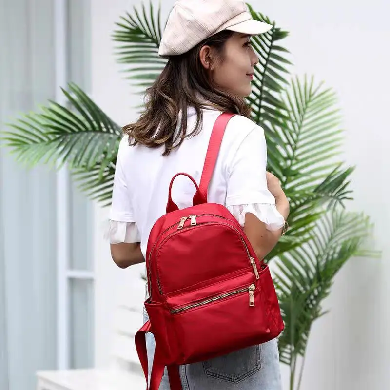 Vento Marea-mochila de nailon para mujer, bolso de hombro de viaje, suave, escolar, Color rojo, sólido, 2019